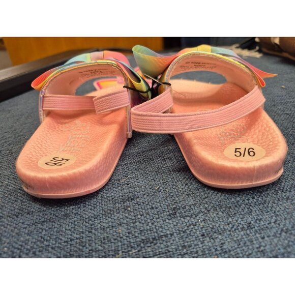Jojo Siwa Bow Toddler Girls Slide Sandals Size 5-6 Pink & Rainbow Comfortable Sl - Picture 4 of 5